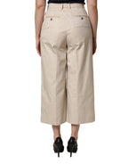 Dolce & Gabbana Beige Cotton Mid Waist Cropped Trouser Pants