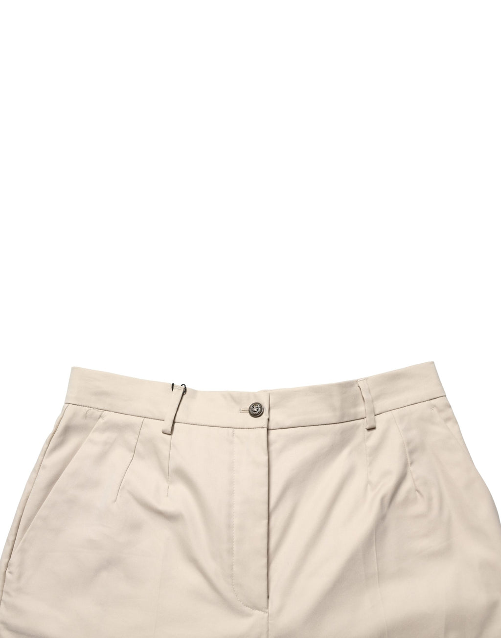 Dolce & Gabbana Beige Cotton Mid Waist Cropped Trouser Pants