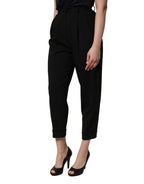 Dolce & Gabbana Black Wool High Waist Cropped Trouser Pants