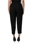 Dolce & Gabbana Black Wool High Waist Cropped Trouser Pants