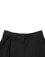 Dolce & Gabbana Black Wool High Waist Cropped Trouser Pants