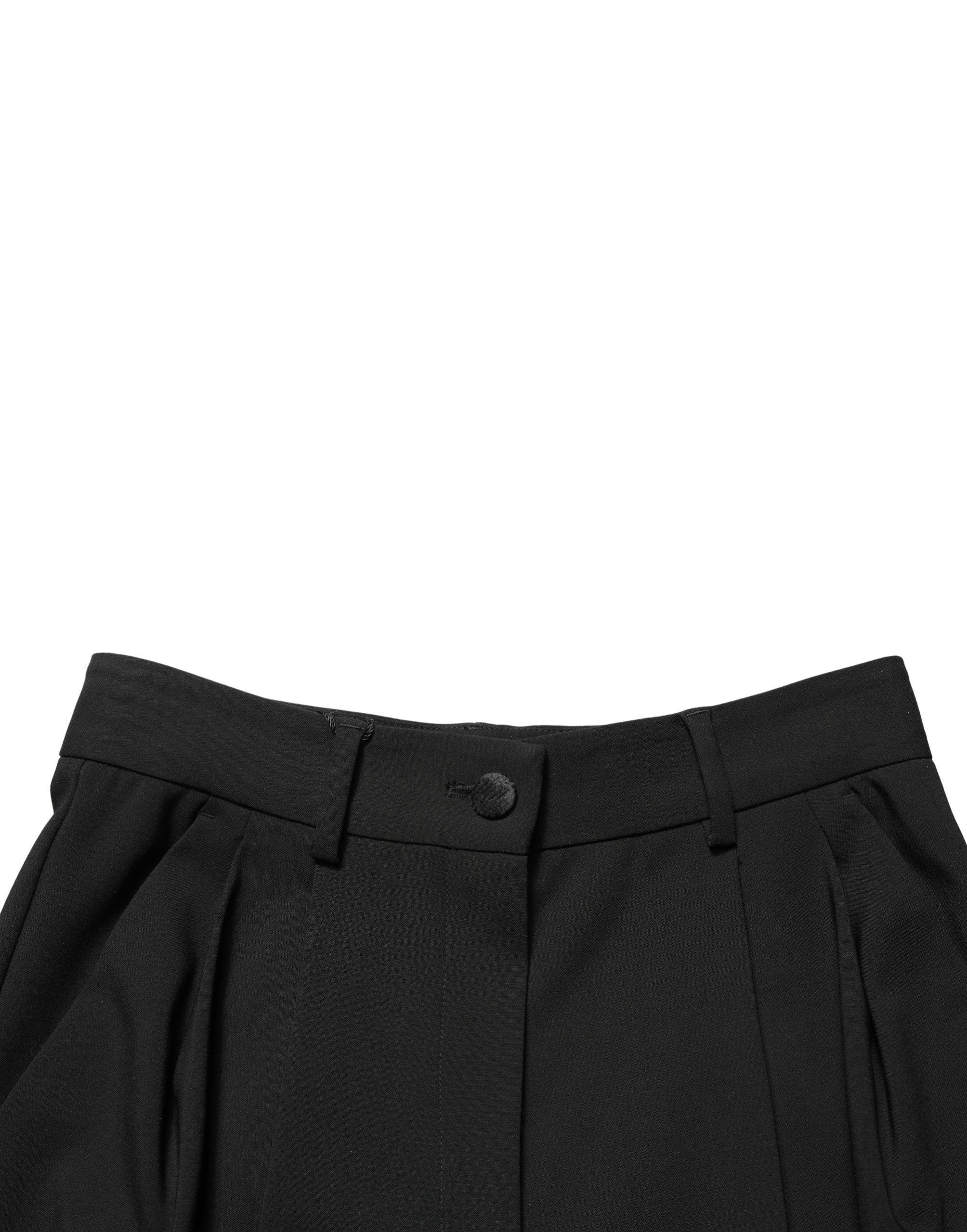 Dolce & Gabbana Black Wool High Waist Cropped Trouser Pants