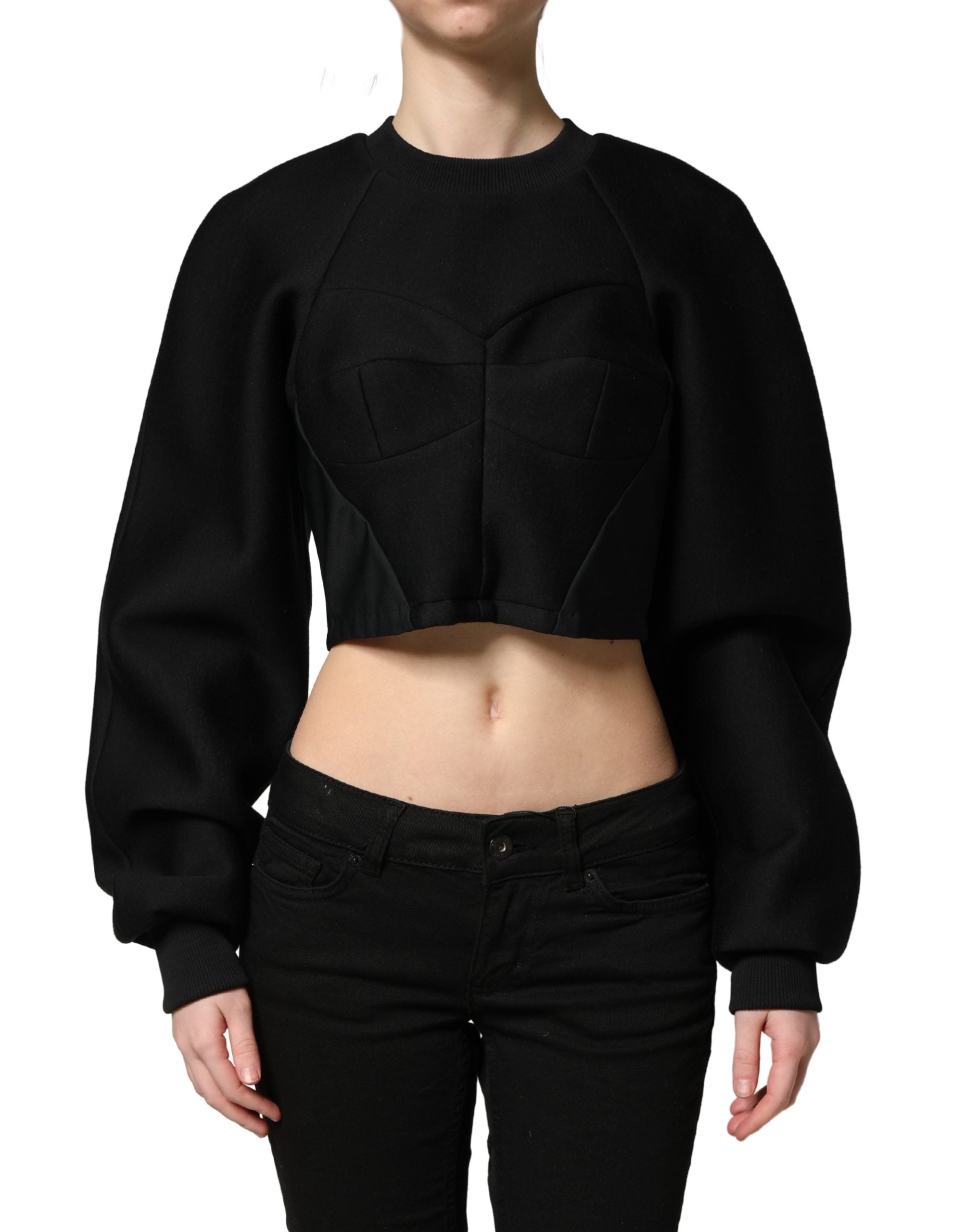 Philosophy Black Cropped ZipperBack Sweatshirt Sweater