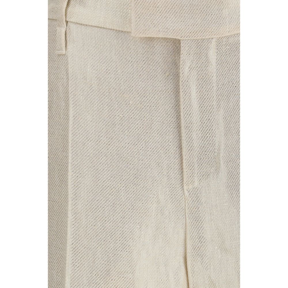 Brunello Cucinelli Beige Silk Casual Pants