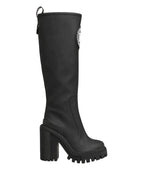 Dolce & Gabbana Black Rubberised Leather High Boots Shoes