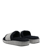 Dolce & Gabbana Black Crystal Embellished Platform Slides Shoes