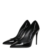 Dolce & Gabbana Black Calf Leather Stiletto Heels Pumps Shoes
