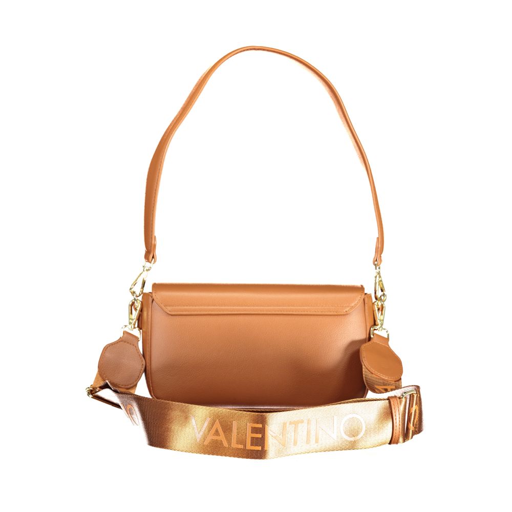 Mario Valentino Brown Polyurethane Women's Bag with Adjustable Shoulder Strap