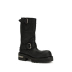 Balenciaga Black Calf Leather Bos Taurus Lace-Up Boots