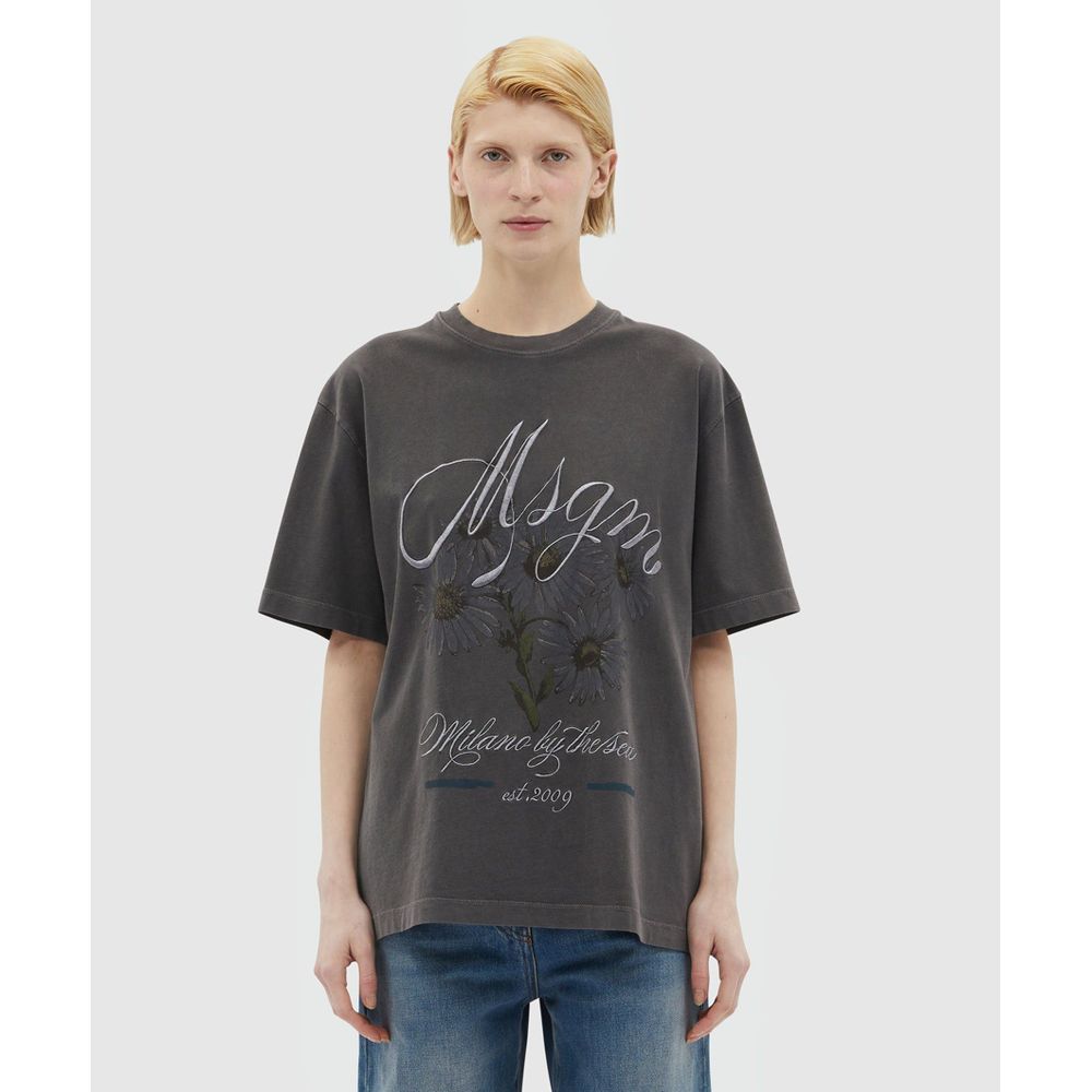 MSGM Black Cotton T-Shirt
