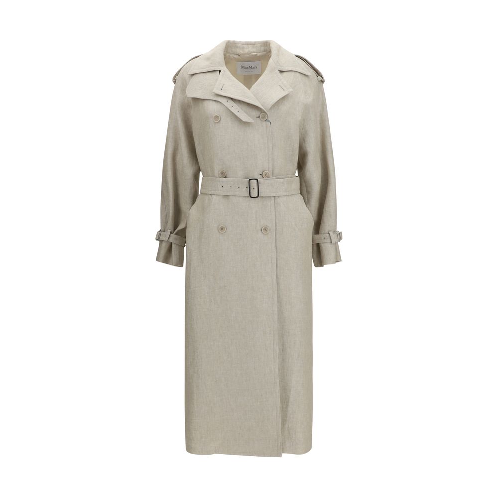 Max Mara Brown Linen Trench Coat