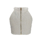 Balmain White Viscose Sleeveles T-Shirt