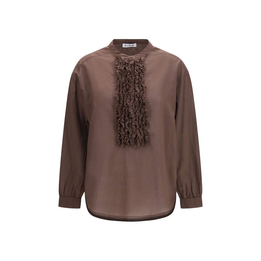 SOSUE Brown Cotton Pattern Shirt