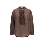 SOSUE Brown Cotton Pattern Shirt
