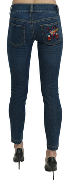 Dolce & Gabbana Blue Slim Fit Cropped Mid Waist Denim Jeans
