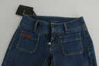 Dolce & Gabbana Blue Slim Fit Cropped Mid Waist Denim Jeans