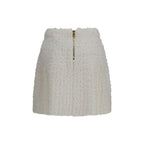Balmain White Viscose Mini Skirt