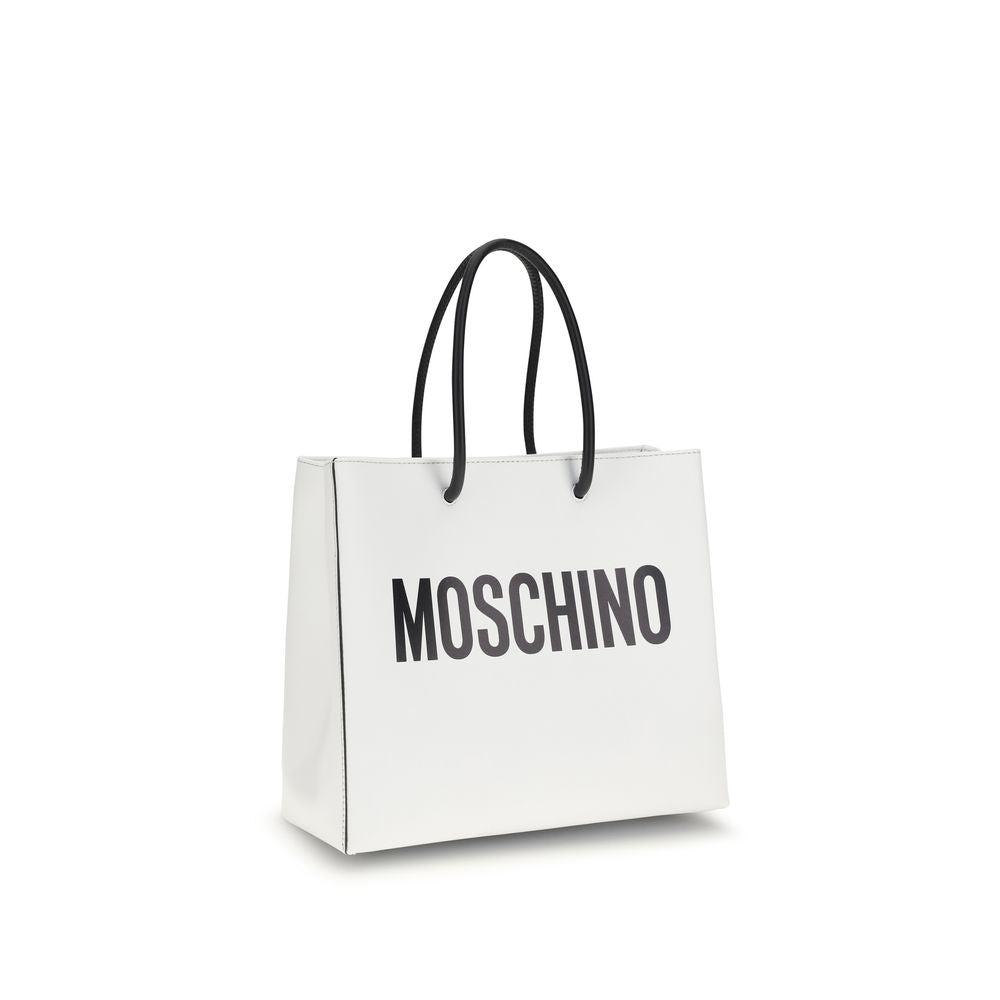 Moschino White Calf Leather Bos Taurus Handbag