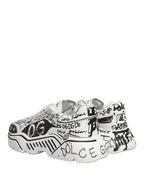 Dolce & Gabbana White Daymaster Graffiti Low Top Sneakers Shoes