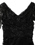 Dolce & Gabbana Black Sequinned Mermaid Evening Gown Dress
