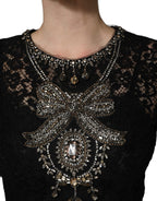Dolce & Gabbana Black Crystal Embellished Sheath Midi Dress