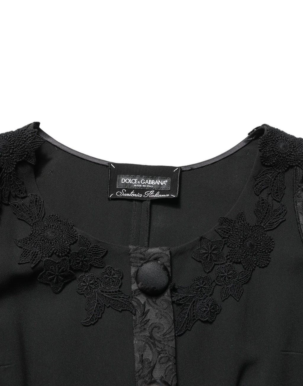 Dolce & Gabbana Dark Gray Button Fastening Lace Trimmed Blazer Jacket