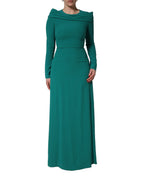 Dolce & Gabbana Green Round Neck Long Sleeves Gown Dress