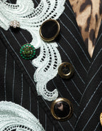 Dolce & Gabbana Black Stripe Double-Breasted Blazer Jacket