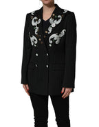 Dolce & Gabbana Black Stripe Double-Breasted Blazer Jacket