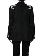 Dolce & Gabbana Black Stripe Double-Breasted Blazer Jacket