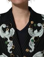 Dolce & Gabbana Black Stripe Double-Breasted Blazer Jacket