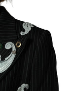Dolce & Gabbana Black Stripe Double-Breasted Blazer Jacket