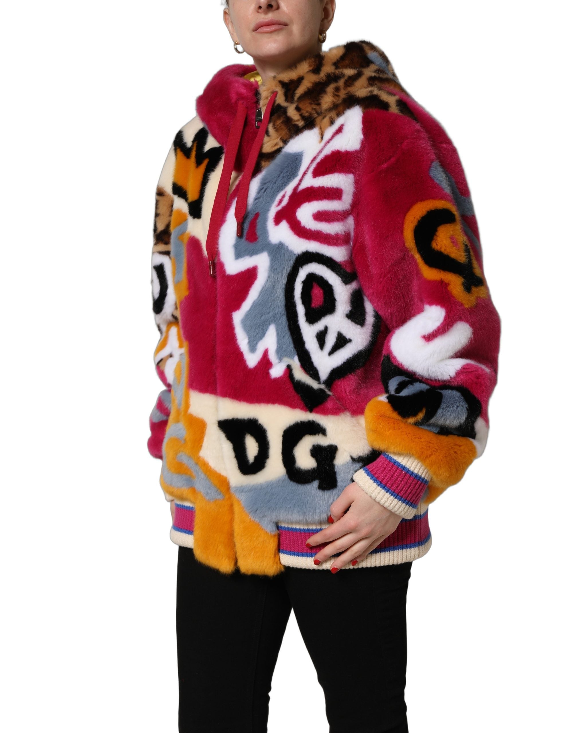 Dolce & Gabbana Multicolor Graffiti Print Full Zip Hooded Jacket
