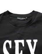 Dolce & Gabbana Black Jersey Graphic Short Sleeve Crew Neck T-shirt