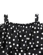 Dolce & Gabbana Black White Polka Dot Off Shoulder Top
