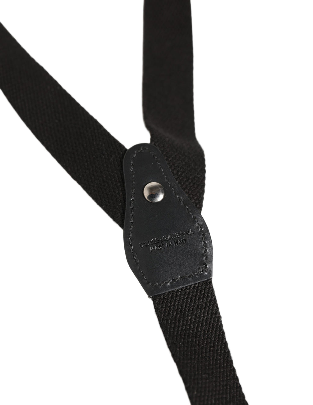 Dolce & Gabbana Black Cotton Leather Elastic Y-back Metal Clips Suspender