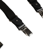 Dolce & Gabbana Black Cotton Leather Elastic Y-back Metal Clips Suspender