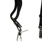 Dolce & Gabbana Black Cotton Leather Elastic Y-back Metal Clips Suspender