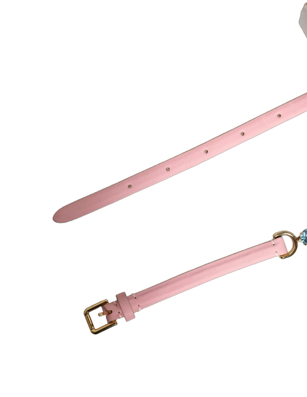 Dolce & Gabbana Pink Leather Crystal Chain Embellished Belt