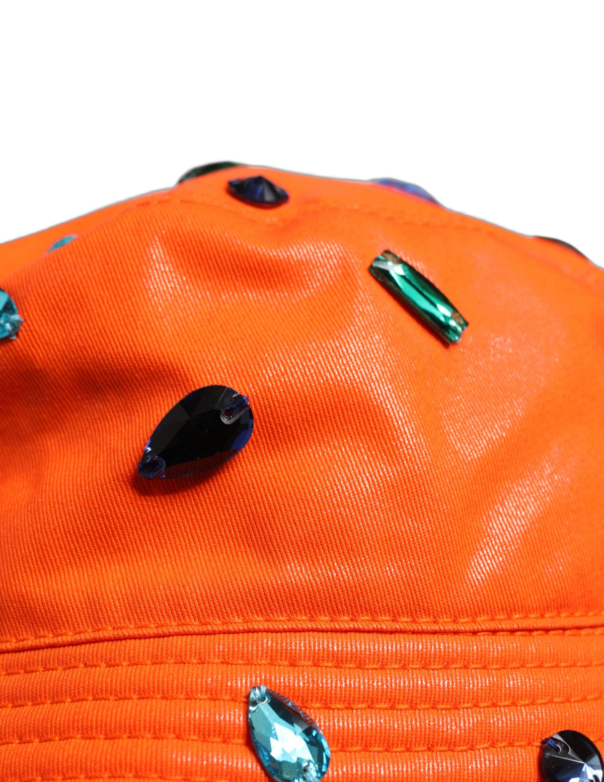 Dolce & Gabbana Orange Crystal Embellished Bucket Fisherman Cap Hat