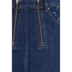 Marine Serre Blue Cotton Mini Skirt