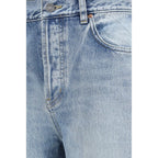 Saint Laurent Blue Cotton Cropped Jeans