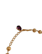 Dolce & Gabbana Gold Brass Mix Fiori Flowers Crystal Chain Necklace