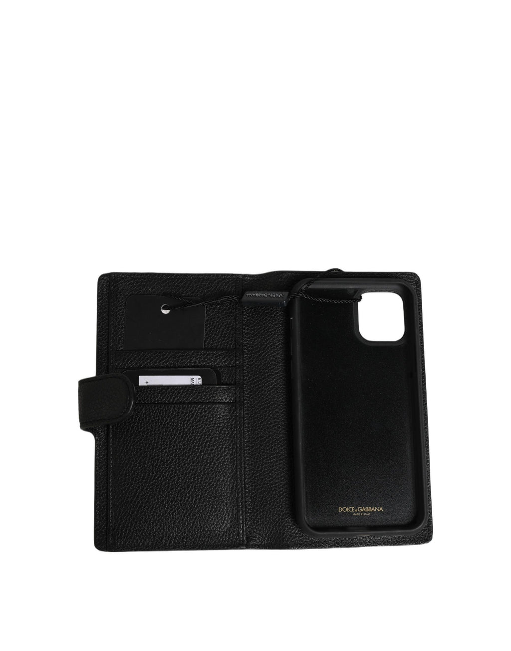 Dolce & Gabbana Case Flip Cover Black Calf Leather iPhone11 PRO Phone