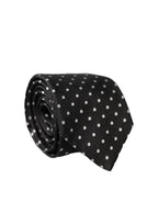 Dolce & Gabbana Black White Polka Dots Silk Adjustable Men Necktie Tie