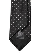 Dolce & Gabbana Black White Polka Dots Silk Adjustable Men Necktie Tie