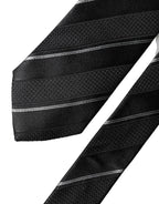 Dolce & Gabbana Black White Stripes 100% Silk Adjustable Men Necktie Tie