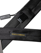 Dolce & Gabbana Black D&G Embroidery Silk Adjustable Men Necktie Tie