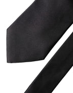 Dolce & Gabbana Brown Logo Embroidery Silk Adjustable Men Necktie Tie