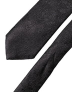 Dolce & Gabbana Black Floral Brocade Silk Adjustable Men Tied Necktie Tie